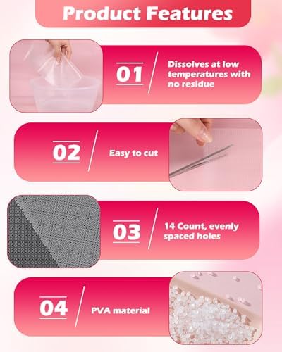 Zplontya 5 Pack Water Soluble Cross Stitch Canvas 14 Count Pre-Cut