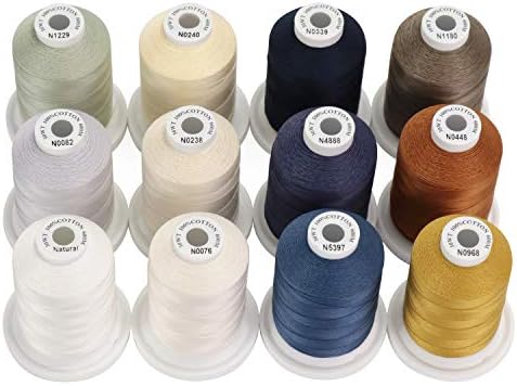 New Brothread Mercerized Cotton Thread – 12 Neutral & Jean Colors
