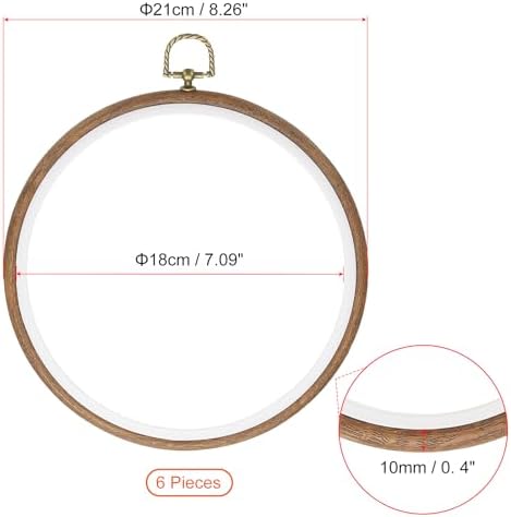 PATIKIL Embroidery Hoop 6pcs Cross Stitch Hoop Rubber Imitated Wood 7"
