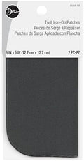 Dritz Twill Iron-On Patches, 5 x 5-Inch, 2 Count, Grey