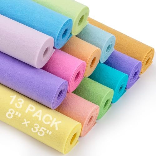 13 Pcs 8"x35" Large Stiff Felt Fabric Sheets, 1.2mm Thick Nonwoven