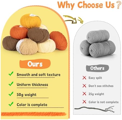 Katech 20 Skeins Cotton Yarn for Crocheting-Crochet Yarn Set-(Color E)