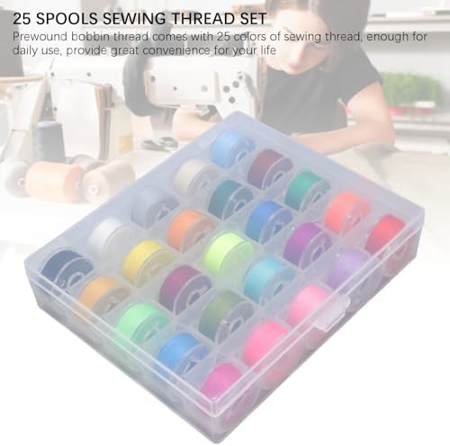 Srliya 25 Colors Prewound Bobbin Thread Set with Case