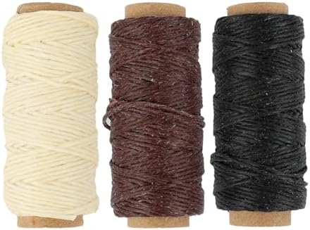 Lineco Waxed Linen Thread, 20 Yards, 3 Spools-Natural, Black, Brown