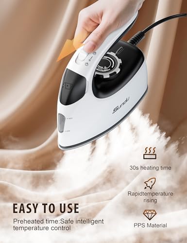 Sundu Mini Steam Iron with Rotary Temp Control for Travel & Sewing
