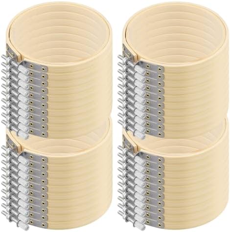 NINGWAAN 40 Pack 4 Inch Embroidery Hoops Bamboo, Small Wooden Cross