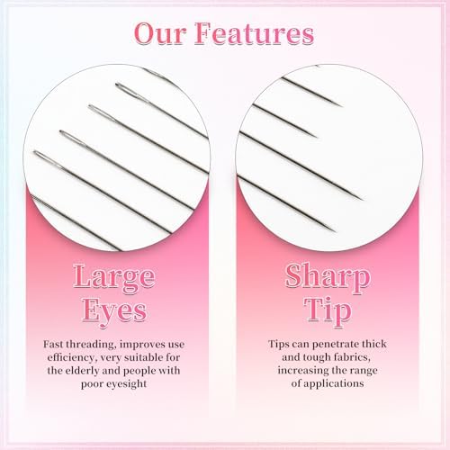 48 PCS Big-Eye Steel Sewing Needles Kit,All-in-1 Stainless Steel