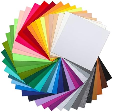 40PCS 12 x 12”(30 X 30cm), 2mm Thick Stiff Felt Fabric Sheets Assorted