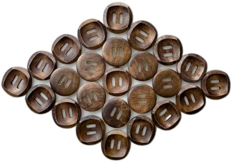 MTCELL 30 Pcs Classic Wooden Buttons, 30mm (1.18 Inches), Brown