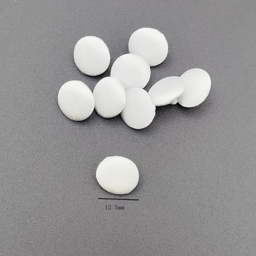 30PC Set 1/2 Inch Ivory Satin Fabric Covered Buttons with Shank and
