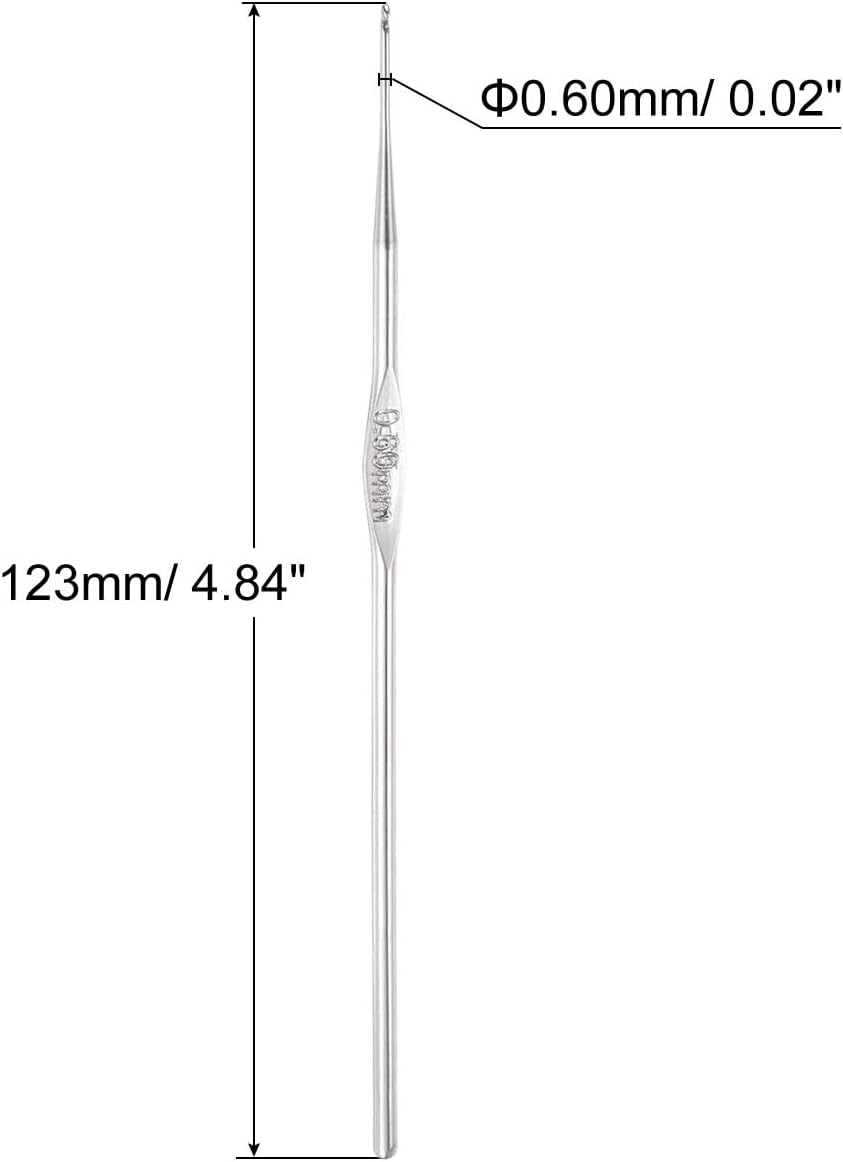 uxcell Stainless Steel Crochet Hook 0.6mm US Size 16 Knitting Needle