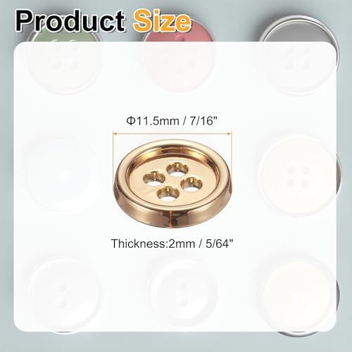 HARFINGTON 10pcs Metal Sewing Button, 11.5mm 4-Hole Round Suit Shirts