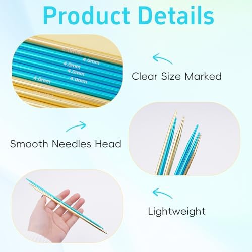50 Pcs Double Pointed Knitting Needles Set 8 inches,10 Sizes 2.5mm-6mm