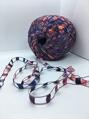 Berlini Ladder Ribbon Maxi Yarn #133 Passion - Rose, Indigo, Mauve