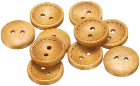 HARFINGTON 10pcs 28L Wooden Sewing Button 11/16"(18mm) 2 Holes Wood