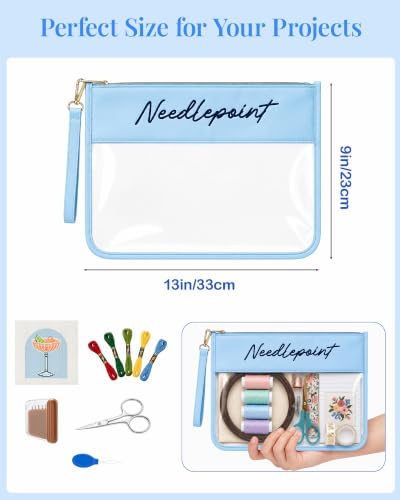 Needlepoint Project Bag, Nylon PVC, Blue