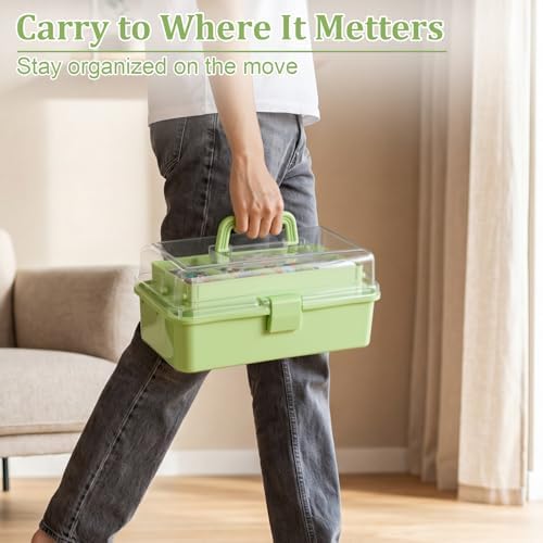 BTSKY 3-Layer Foldable Craft Organizer, Portable Tackle Box with