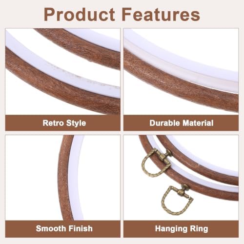 Kuyeyzu 12 Pcs 8 Inch Embroidery Hoop Frame Set Round Imitated Wood