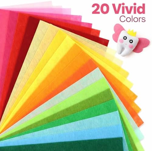 Moukeren 240 Pcs 9.8 x 9.8 Inch Felt Sheets for Craft, Rainbow
