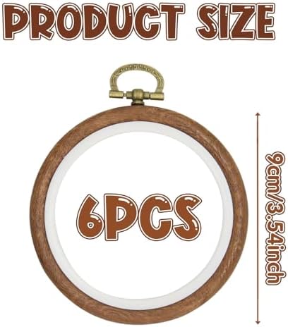 6Pcs 3 Inch Small Embroidery Hoops, Premium Oval Rubber Imitation