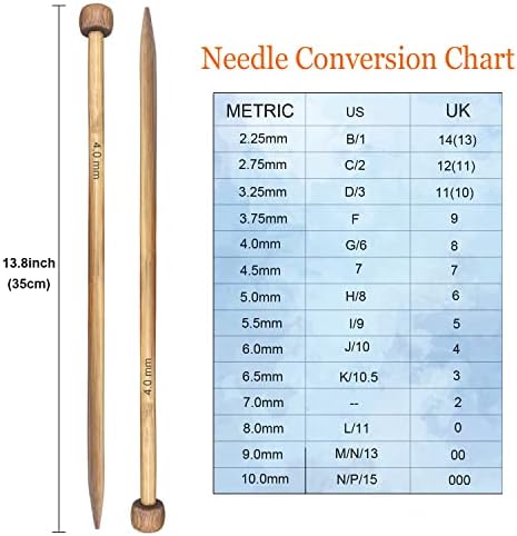 Mdoker Bamboo Knitting Needle Straight Single Pointed Sweater Knitting
