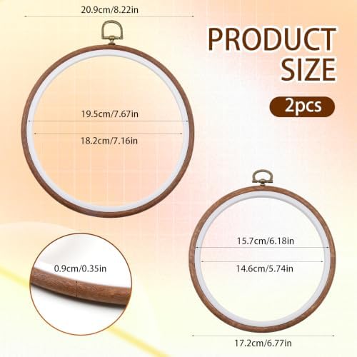 Round Embroidery Hoops Frames, 2PCS Imitated Wood Cross Stitch Hoop