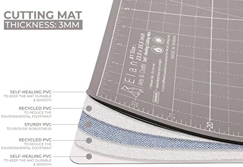 Elan Cutting Mat A4 Black & Taupe, Self Healing Cutting Mat 9x12 Inch