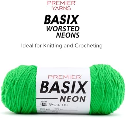Premier Yarns Basix Worsted Neons, Medium Weight Acrylic Yarn, Ideal