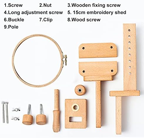 Beech Wood Embroidery Hoop Stand with 7.87''Embroidery Hoop, 360°