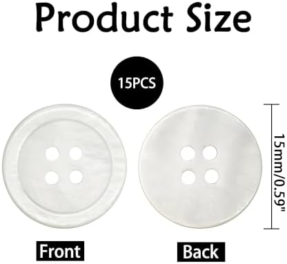 15-Pcs 5/8" Small White Mother of Pearl Shell Buttons | Bulk Natural
