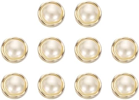 HARFINGTON 10pcs 24L Gold Faux Pearl Buttons 15mm 5/8" Plastic Round