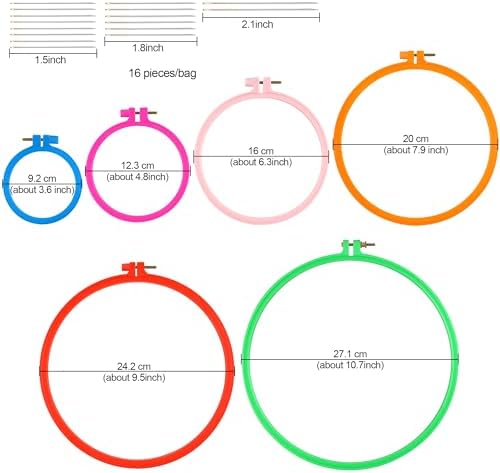 Phinus 6 Pcs Embroidery Hoop 6 Size, Round Plastic Cross Stitch Hoop