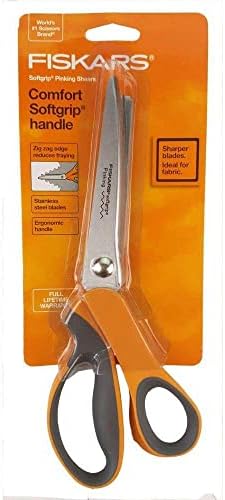 Fiskars 8" Softgrip Pinking Scissors,Orange,9.5" long