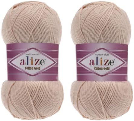 2 Skeins Alize Cotton Gold Yarn, 55% Cotton 45% Acrylic, 100g