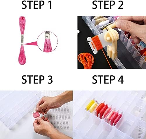 EPESL Embroidery Floss Organizer with 40 Bobbins & Winder