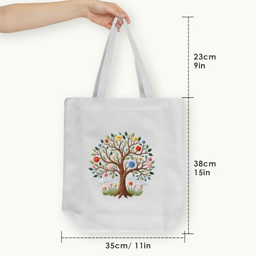 ERKOON Embroidery Canvas Tote Bag Kit, Tree
