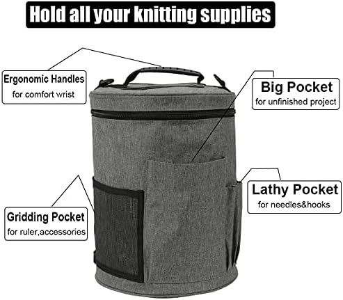 Weabetfu Large Capacity Portable Yarn Organizer Knitting Tote Storage