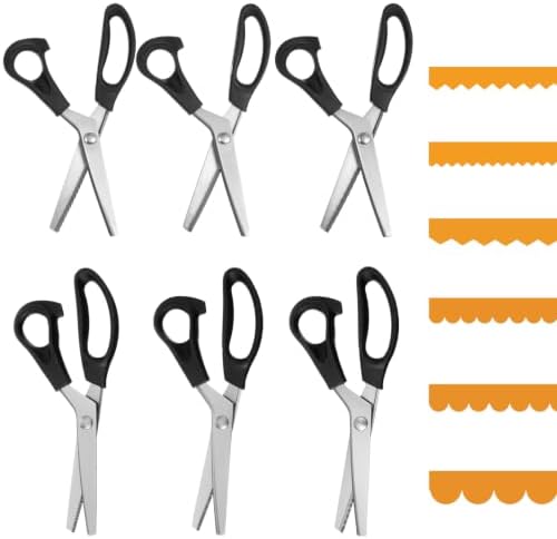 6 Pcs Pinking Shears for Fabric Cutting, 7/5/3mm Scalloped, 7/5/3mm