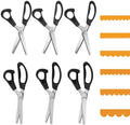 6 Pcs Pinking Shears for Fabric Cutting, 7/5/3mm Scalloped, 7/5/3mm
