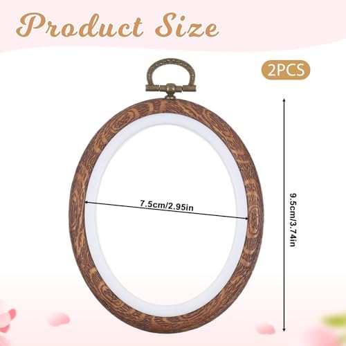 2Pcs Oval Fancy Embroidery Hoop, 3"x3.75" Decorative Cross Stitch