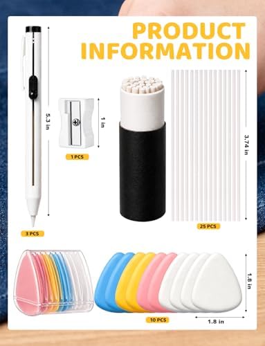 39Pcs Chalk Pencil Refillable Cartridge Set Including 3Pcs Sewing