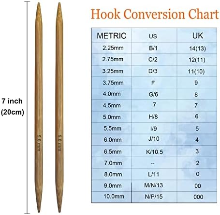 Mdoker Bamboo Double Pointed Knitting Needles Carbonized Bamboo