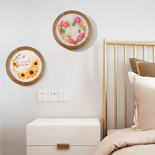 3 Sets 6 Inch Wood Embroidery Display Frame with Bamboo Embroidery
