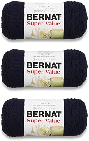 Bernat Super Value Yarn for Crocheting Soft, Navy, 3-Pack