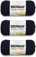 Bernat Super Value Yarn for Crocheting Soft, Navy, 3-Pack