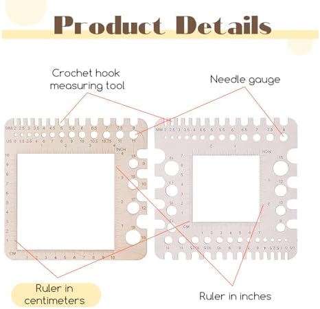 PEOVLVN 2 Pcs Crochet Gauge Measuring Tool, Crochet Stitch Counter