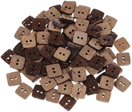 100pcs 12mm Wooden Coconut Shell Buttons 2 Holes Square Shape for