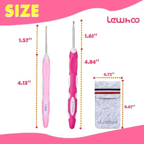 Lewhoo 12PCS Ergonomic Crochet Hooks Set with Case, Size from