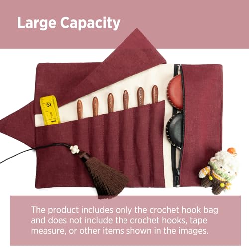 SEVENSUN Linen Crochet Hook Organizer Case — Hooks Not Included - view 3