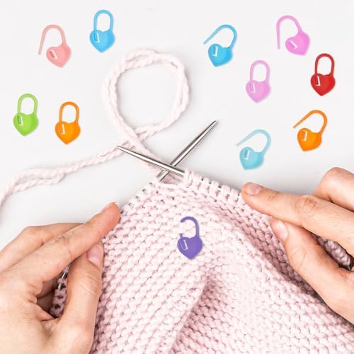 100 Pcs Crochet Stitch Markers Plastic Knitting Stitch Markers Heart
